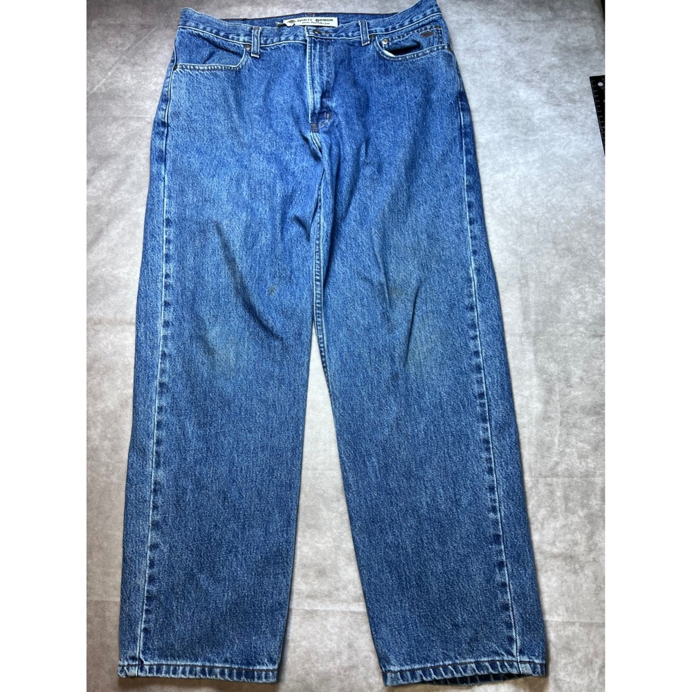 Harley-Davidson Mens Straight Leg Jeans 36x30 Blue Biker Moto Denim 99025-07VM